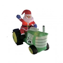 5 Foot Long Inflatable Santa Claus Driving a Tractor