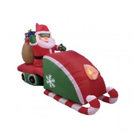 8 Foot Long Inflatable Santa Claus Driving Snowmobile w/ Gifts